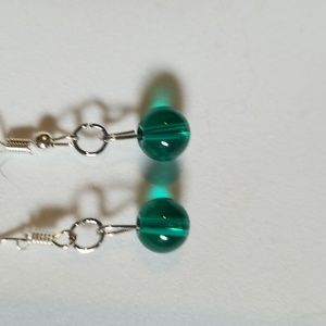 Green Translucent Ball Drop Earrings. Hypoallergenic. 000021